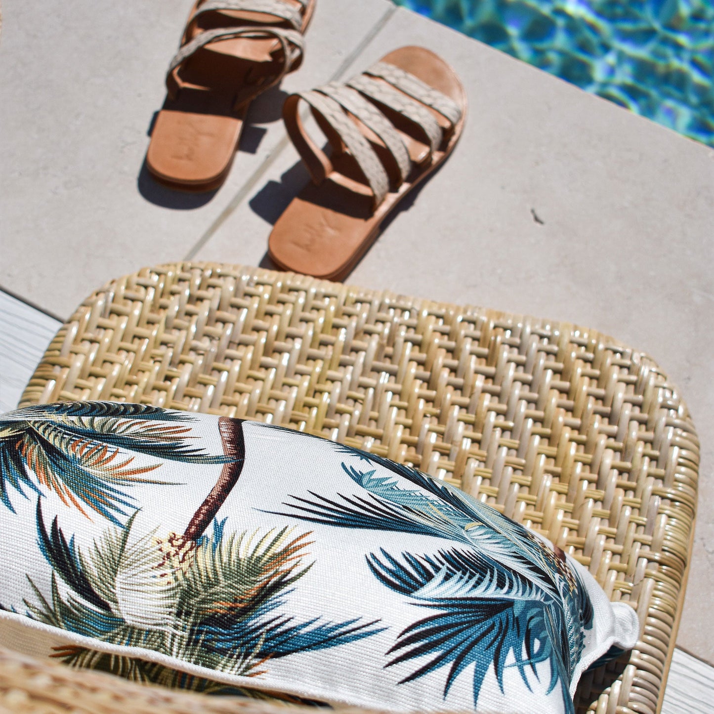 Cushion Cover-With Piping-Palm Trees White-45cm x 45cm-3