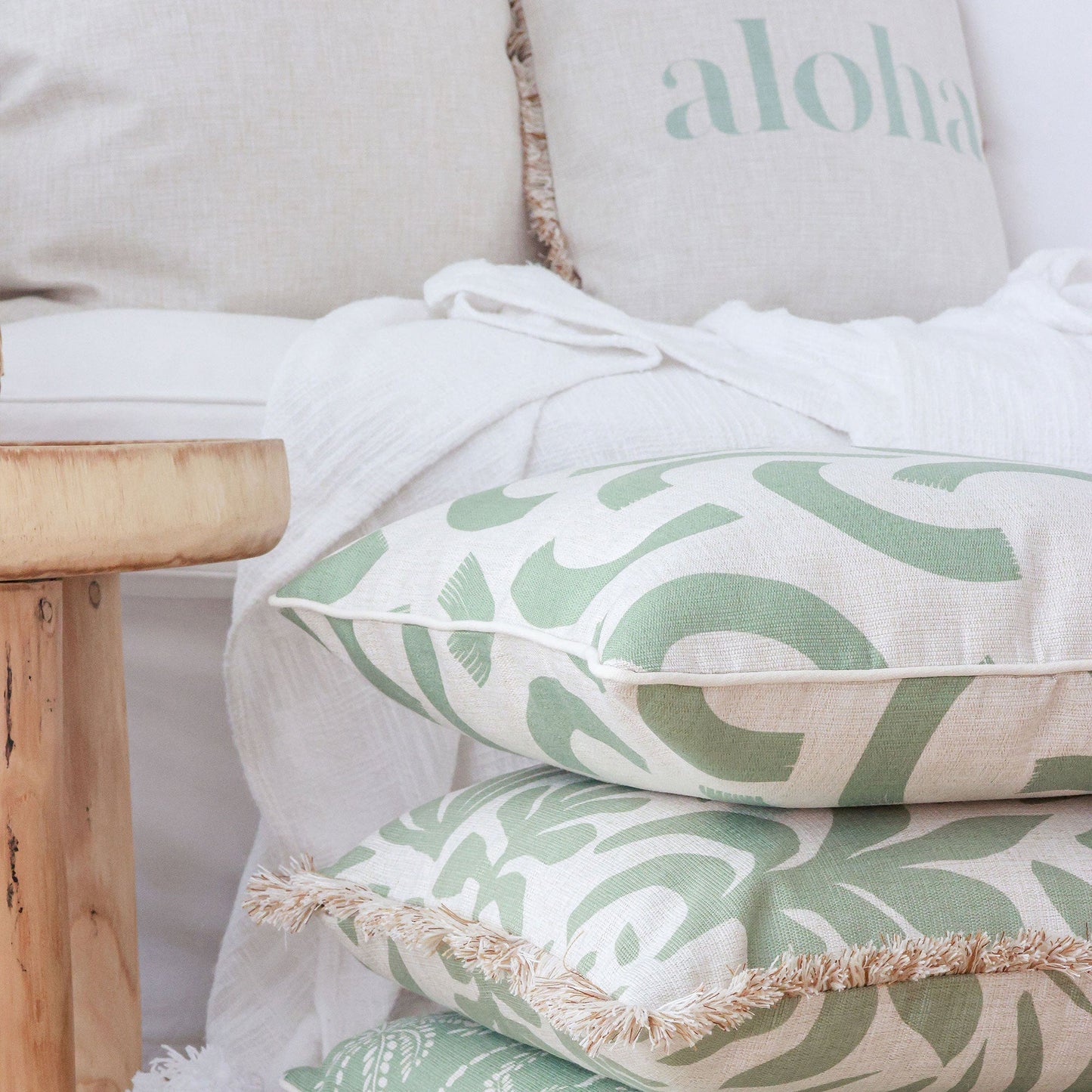 Cushion Cover-With Piping-Muse Sage-35cm x 50cm-2
