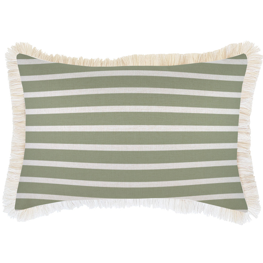 Cushion Cover-Coastal Fringe-Hampton Stripe Sage-35cm x 50cm-0