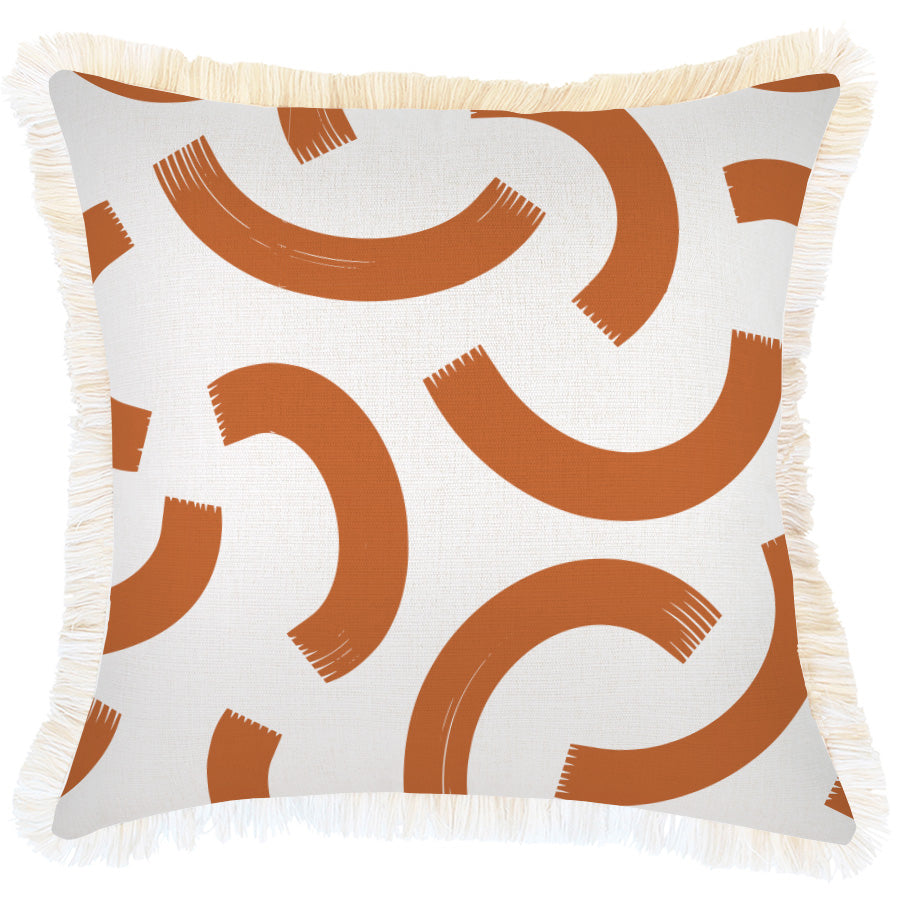Cushion Cover-Coastal Fringe-Muse Burnt Orange-45cm x 45cm-0