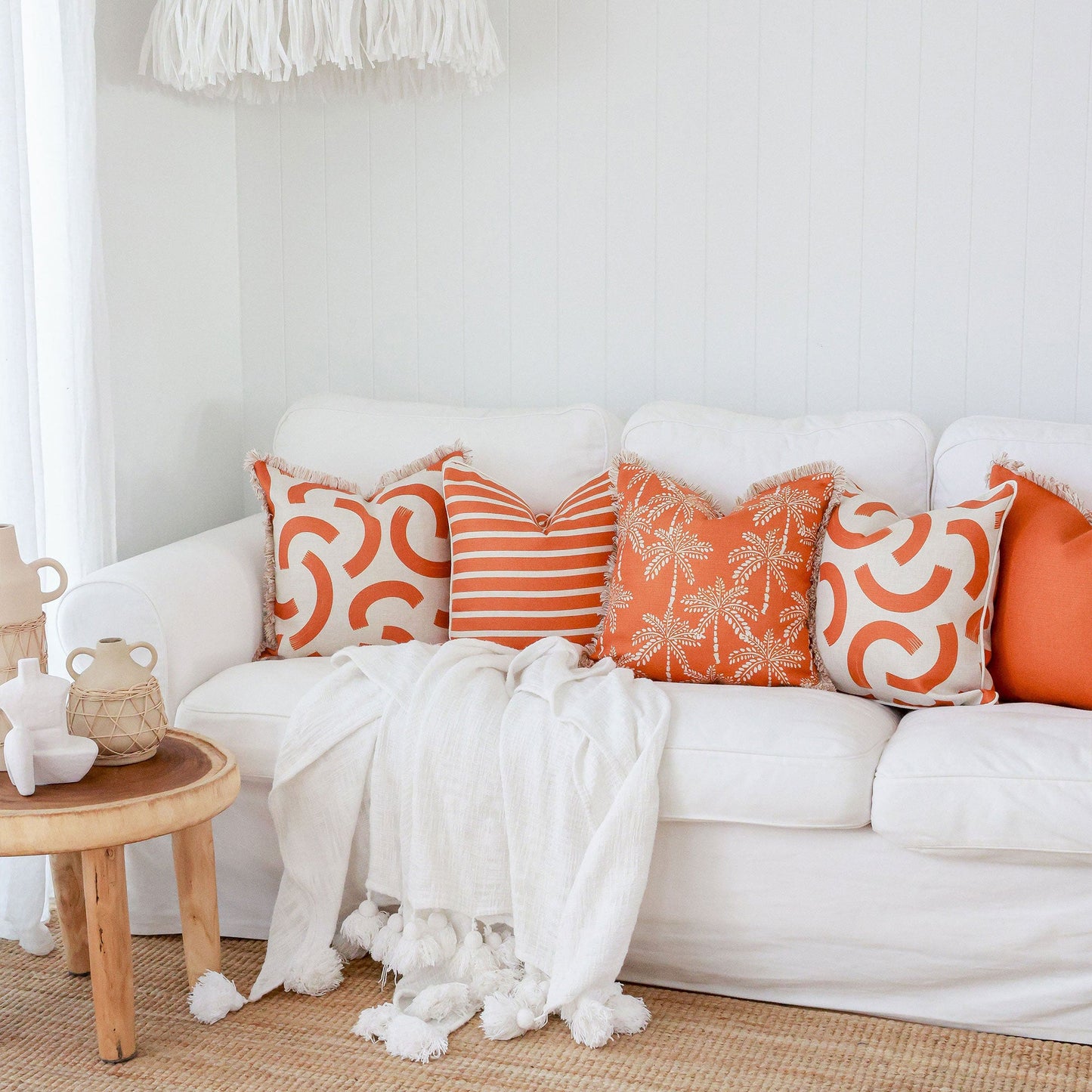Cushion Cover-Coastal Fringe-Muse Burnt Orange-45cm x 45cm-2