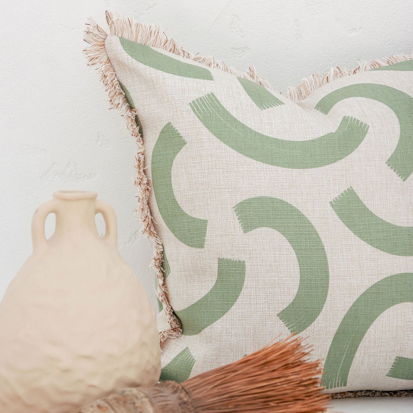 Cushion Cover-Coastal Fringe-Muse Sage-60cm x 60cm-3