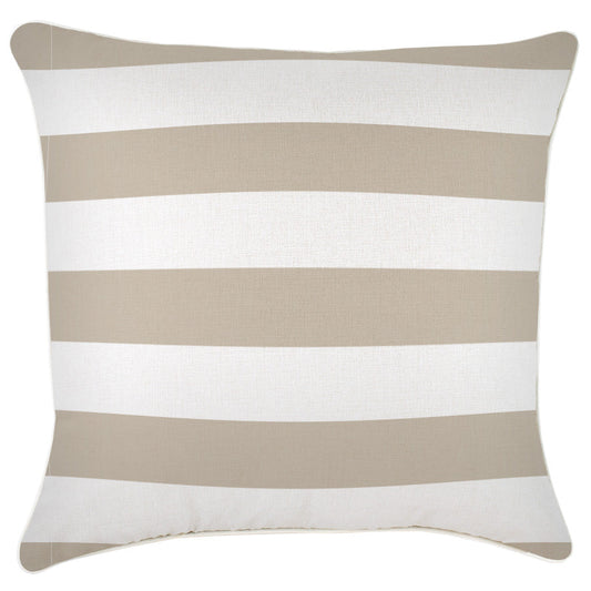 Cushion Cover-With Piping-Deck Stripe Beige-60cm x 60cm-0
