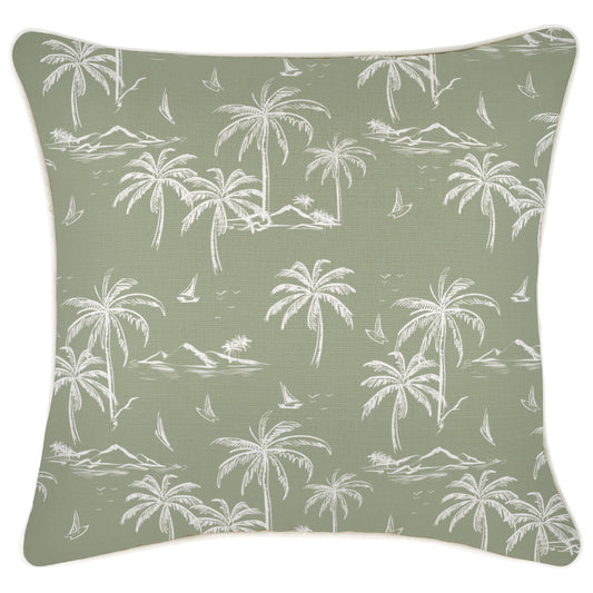 Cushion Cover-With Piping-Postcards Sage-45cm x 45cm-0