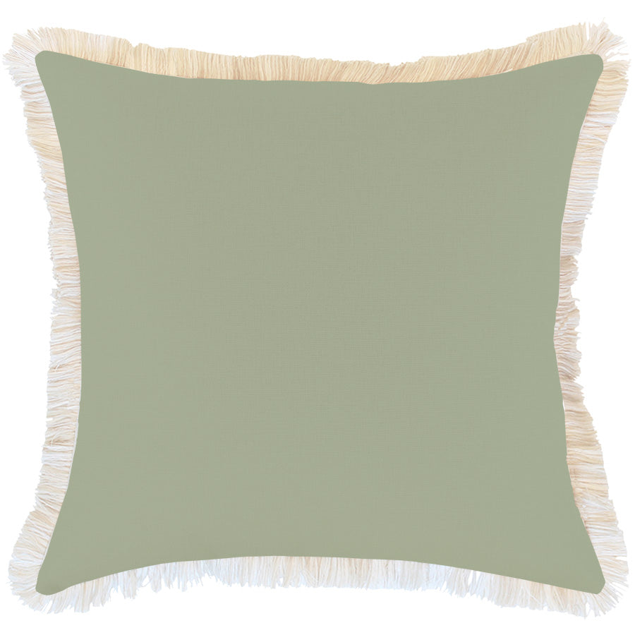 Cushion Cover-Coastal Fringe-Solid Sage-60cm x 60cm-0