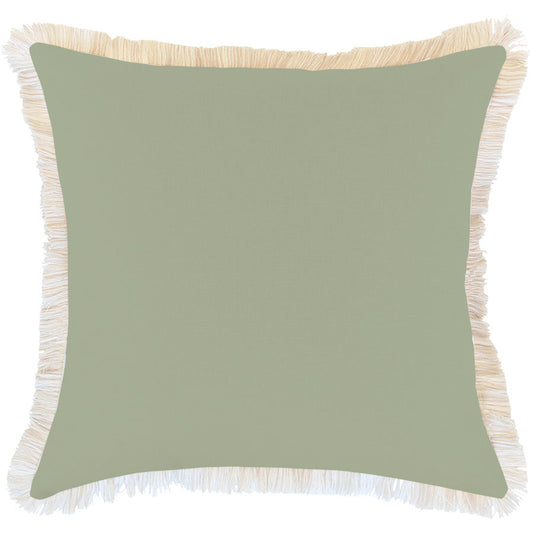 Cushion Cover-Coastal Fringe-Solid Sage-60cm x 60cm-0