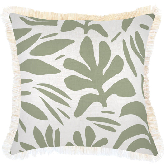 Cushion Cover-Coastal Fringe-Tahiti Sage-45cm x 45cm-0