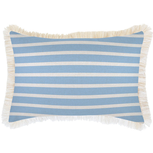 Cushion Cover-Coastal Fringe-Hampton Stripe Pale Blue-35cm x 50cm-0