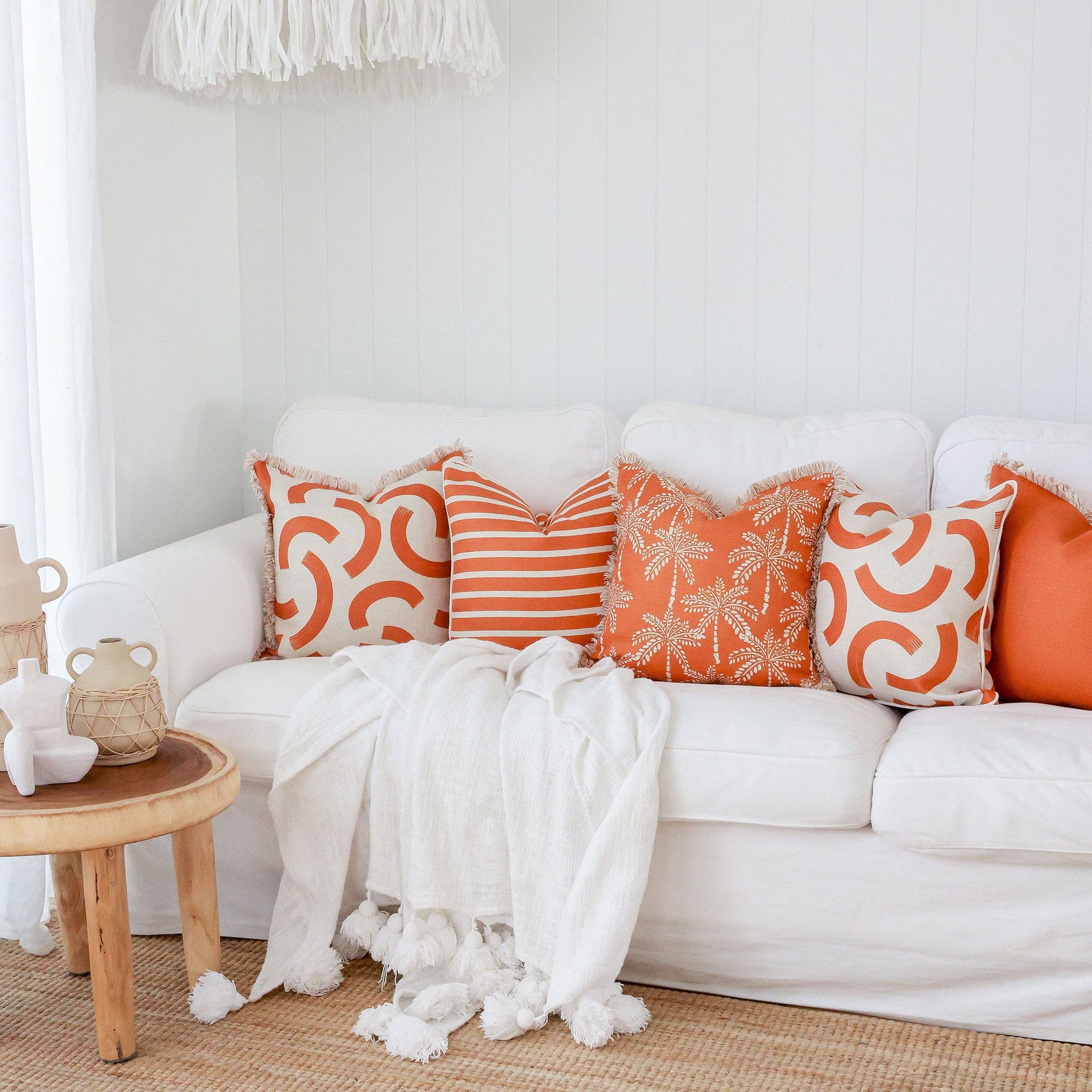 Cushion Cover-Coastal Fringe-Muse Burnt Orange-45cm x 45cm-2