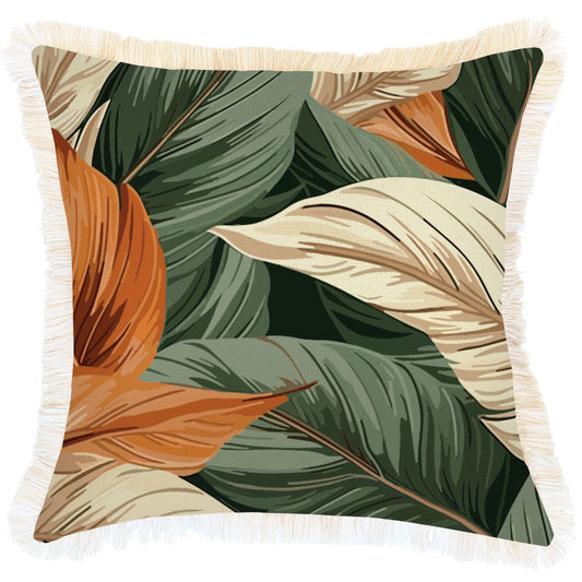 Cushion Cover-Coastal Fringe-Kalo Green-45cm x 45cm-0