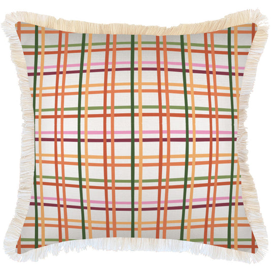 Cushion Cover-Coastal Fringe-Colour Mesh White-60cm x 60cm-0